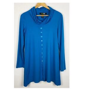 Pure Essence Tunic Top Cowl Neck Size Small Peacock Blue